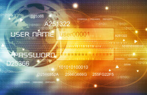 Global internet concept art featuring credential theft theme